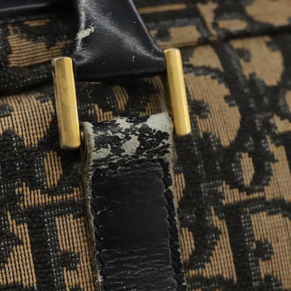 Christian Dior Trotter Canvas Hand Bag Navy Gold Auth 104738 - Picture 15 of 16